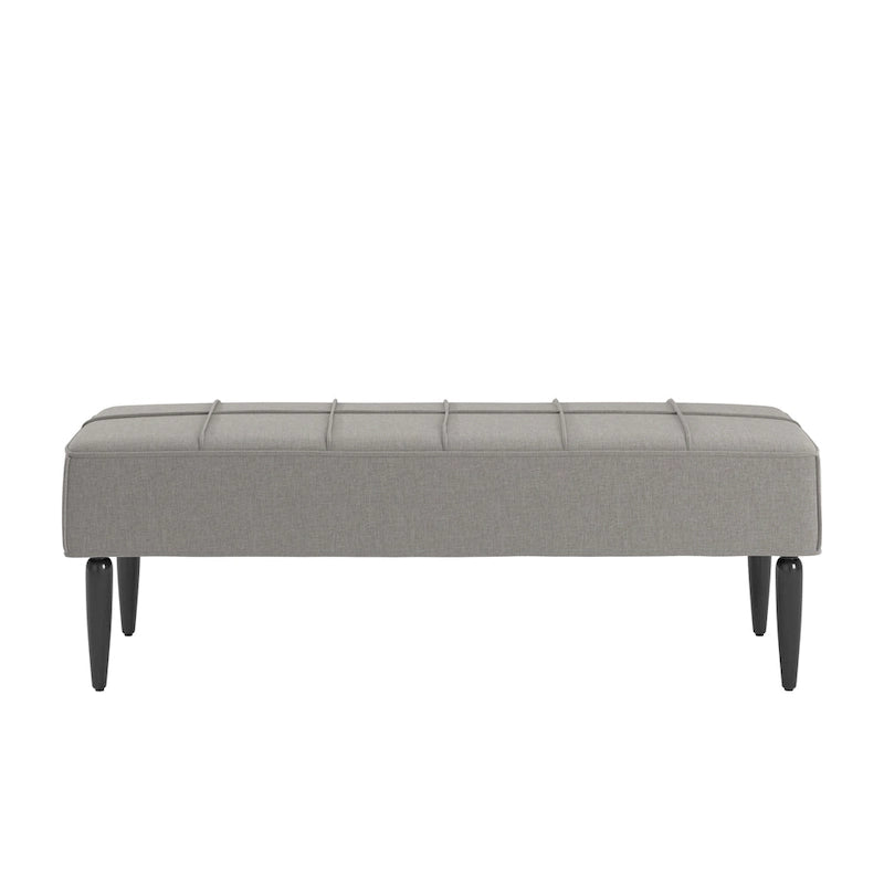 Banco tapizado de lino gris/beige con patas negras, 1 asiento