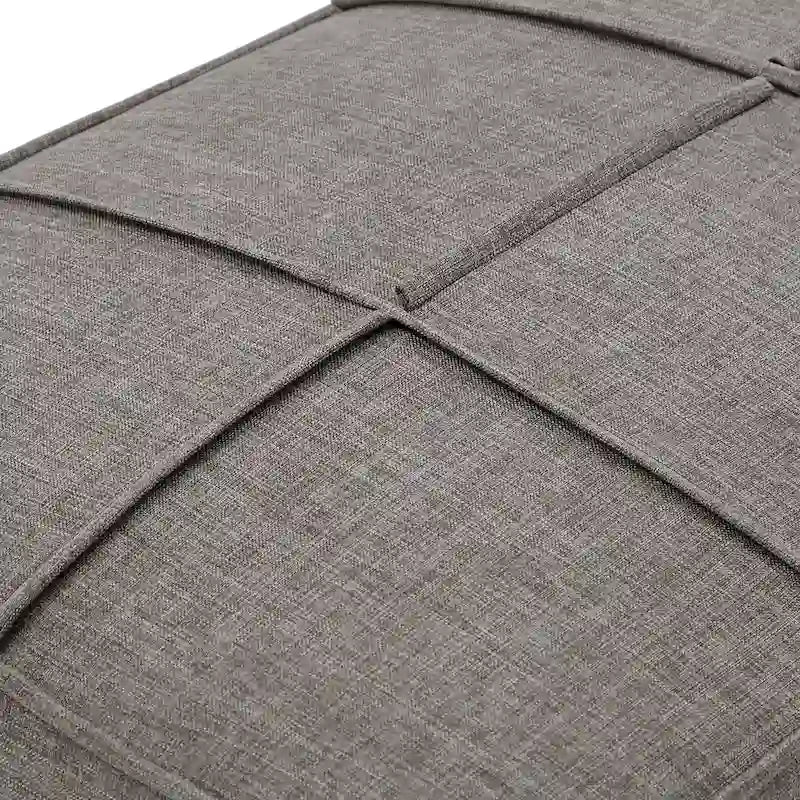 Banco tapizado de lino gris/beige con patas negras, 1 asiento