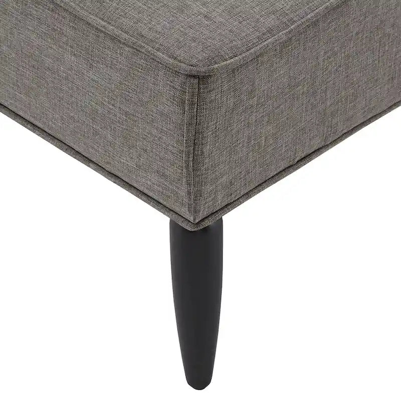 Banco tapizado de lino gris/beige con patas negras, 1 asiento