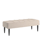Banco tapizado de lino gris/beige con patas negras, 1 asiento