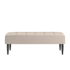 Banco tapizado de lino gris/beige con patas negras, 1 asiento