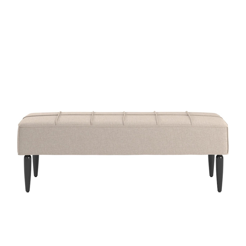 Banco tapizado de lino gris/beige con patas negras, 1 asiento