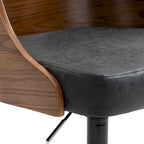 Silla de oficina en casa estilo gerente negra con respaldo de madera, individual