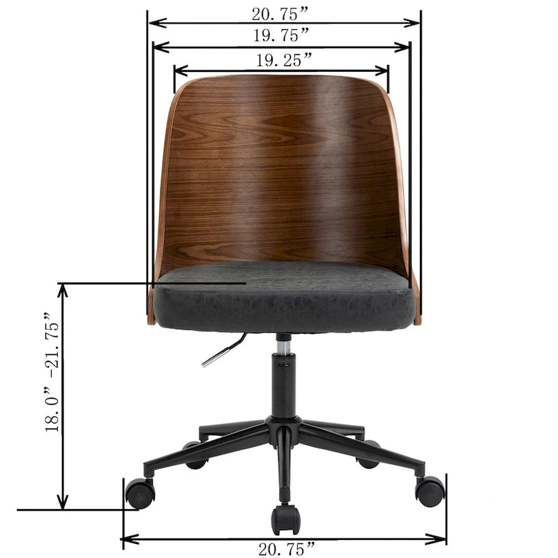 Silla de oficina en casa estilo gerente negra con respaldo de madera, individual