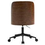 Silla de oficina en casa estilo gerente negra con respaldo de madera, individual