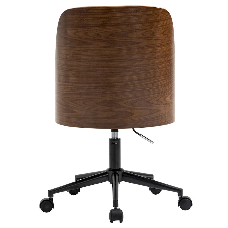 Silla de oficina en casa estilo gerente negra con respaldo de madera, individual