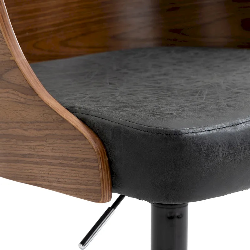 Silla de oficina en casa estilo gerente negra con respaldo de madera, individual