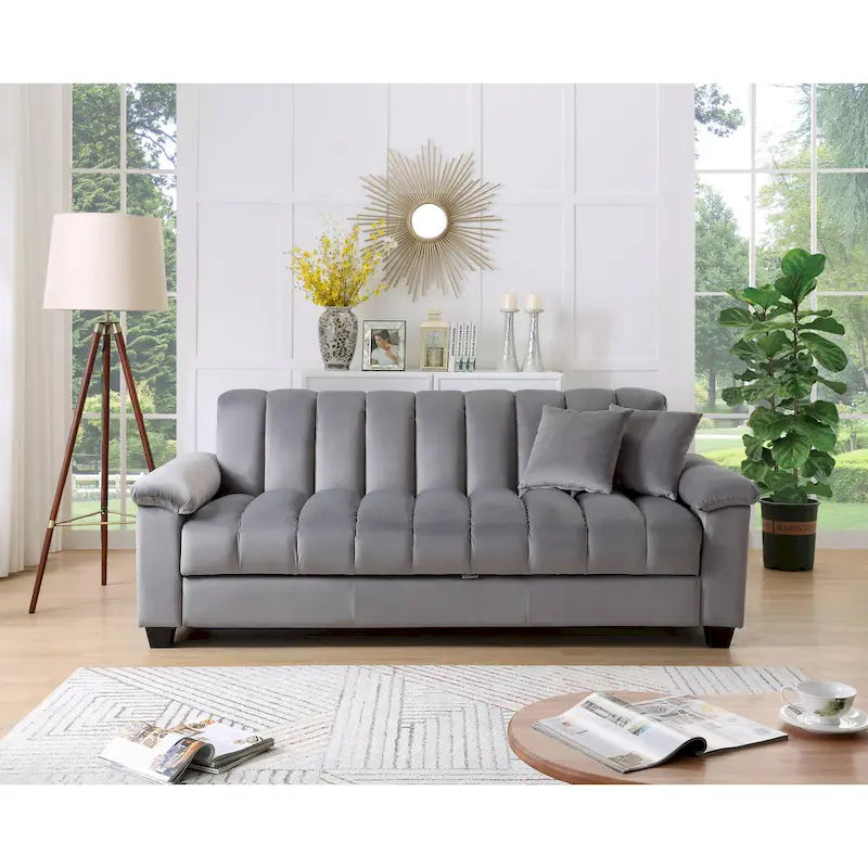 Sofá Cama Convertible de Terciopelo con Almacenamiento – 2 Plazas, Multicolor