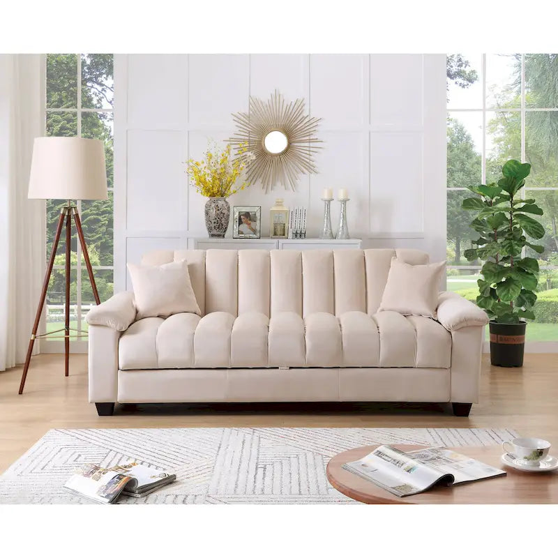 Sofá Cama Convertible de Terciopelo con Almacenamiento – 2 Plazas, Multicolor