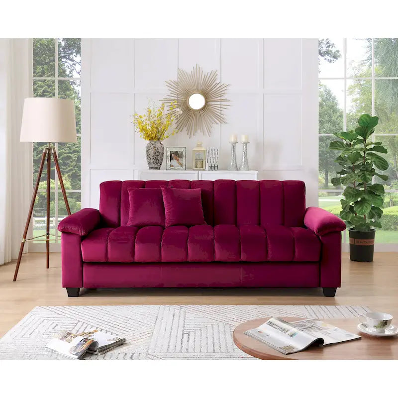 Sofá Cama Convertible de Terciopelo con Almacenamiento – 2 Plazas, Multicolor