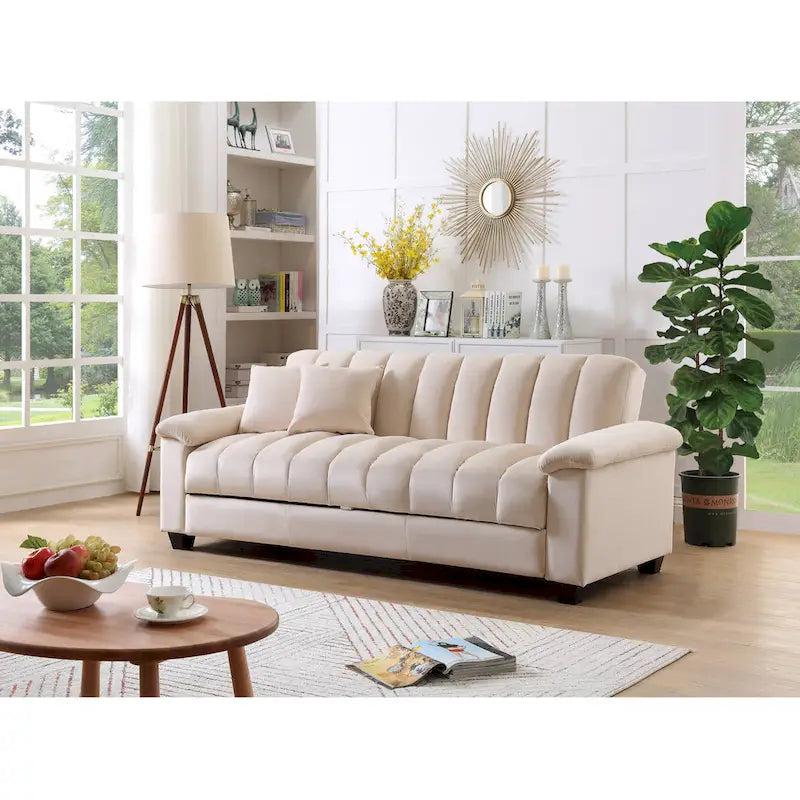 Sofá Cama Convertible de Terciopelo con Almacenamiento – 2 Plazas, Multicolor