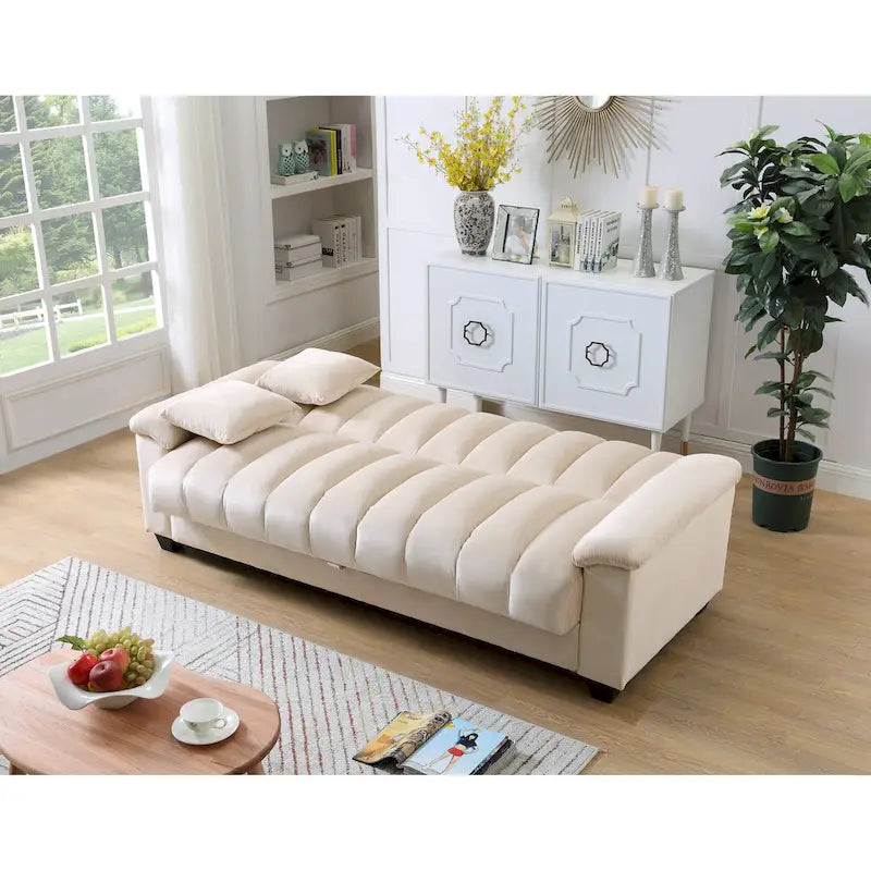 Sofá Cama Convertible de Terciopelo con Almacenamiento – 2 Plazas, Multicolor