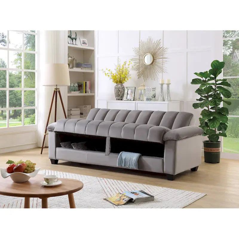 Sofá Cama Convertible de Terciopelo con Almacenamiento – 2 Plazas, Multicolor