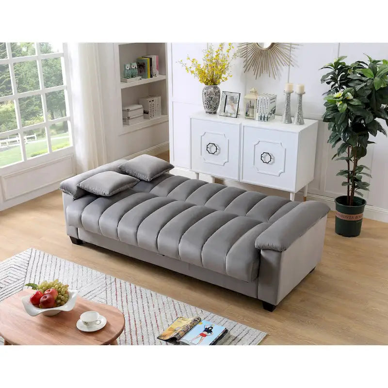 Sofá Cama Convertible de Terciopelo con Almacenamiento – 2 Plazas, Multicolor
