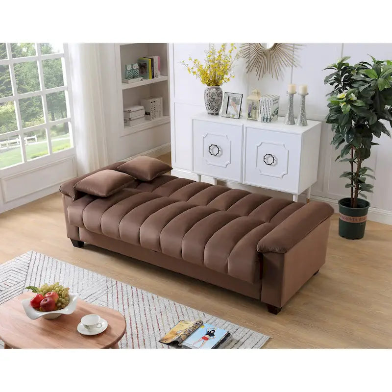 Sofá Cama Convertible de Terciopelo con Almacenamiento – 2 Plazas, Multicolor