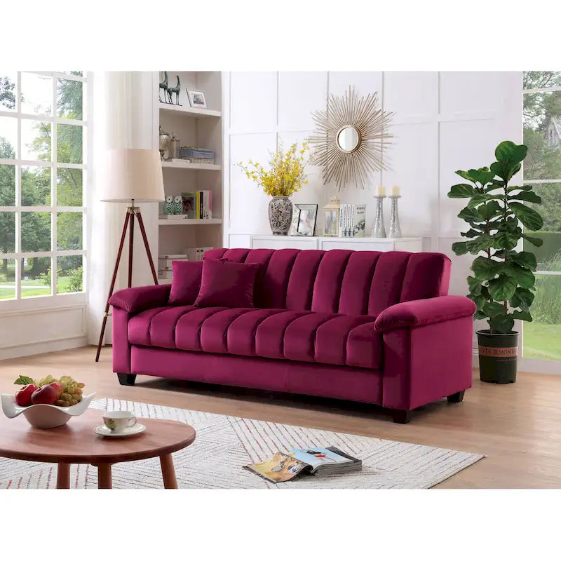 Sofá Cama Convertible de Terciopelo con Almacenamiento – 2 Plazas, Multicolor