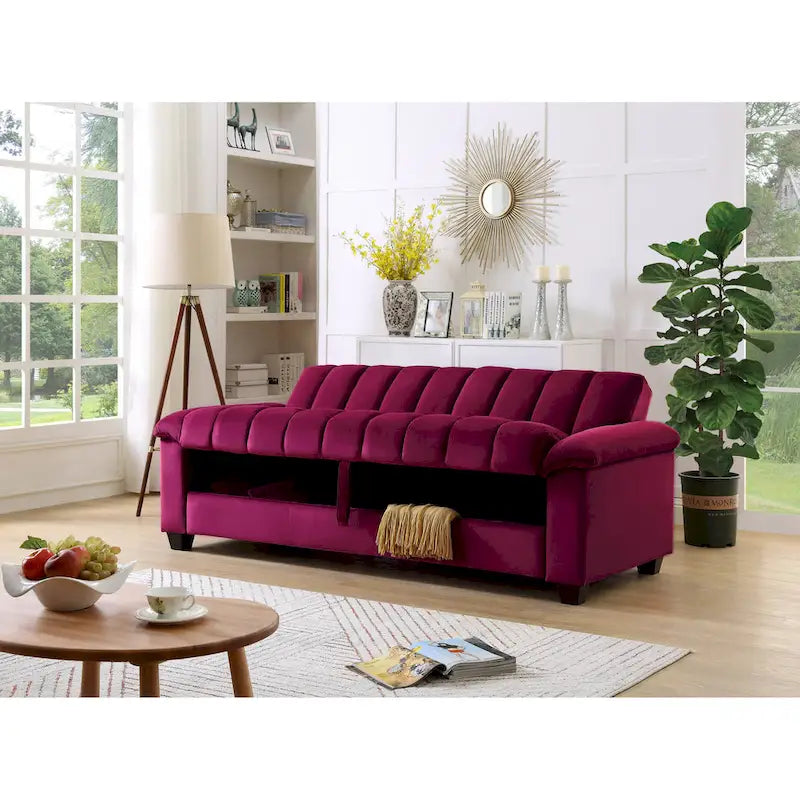 Sofá Cama Convertible de Terciopelo con Almacenamiento – 2 Plazas, Multicolor