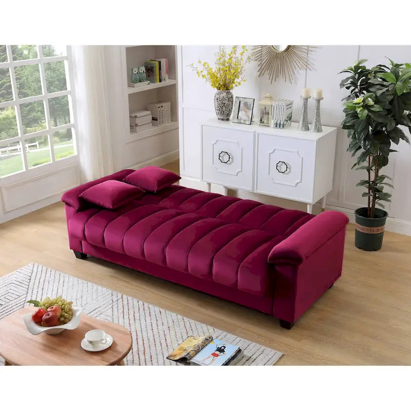 Sofá Cama Convertible de Terciopelo con Almacenamiento – 2 Plazas, Multicolor
