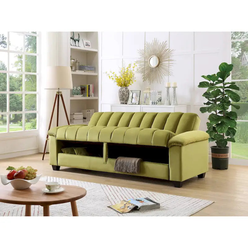 Sofá Cama Convertible de Terciopelo con Almacenamiento – 2 Plazas, Multicolor