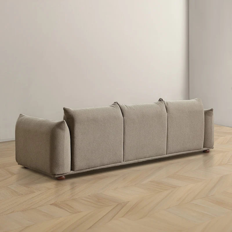 Moca / Crema / Verde Oliva / Naranja Quemado – Sofá de 3 plazas de terciopelo y bouclé de estilo Mid-Century