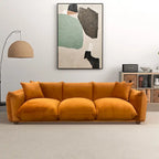 Moca / Crema / Verde Oliva / Naranja Quemado – Sofá de 3 plazas de terciopelo y bouclé de estilo Mid-Century