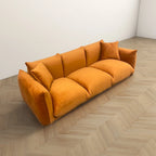 Moca / Crema / Verde Oliva / Naranja Quemado – Sofá de 3 plazas de terciopelo y bouclé de estilo Mid-Century