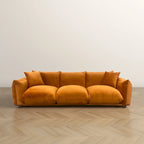 Moca / Crema / Verde Oliva / Naranja Quemado – Sofá de 3 plazas de terciopelo y bouclé de estilo Mid-Century