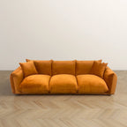 Moca / Crema / Verde Oliva / Naranja Quemado – Sofá de 3 plazas de terciopelo y bouclé de estilo Mid-Century
