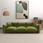 Moca / Crema / Verde Oliva / Naranja Quemado – Sofá de 3 plazas de terciopelo y bouclé de estilo Mid-Century