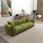 Moca / Crema / Verde Oliva / Naranja Quemado – Sofá de 3 plazas de terciopelo y bouclé de estilo Mid-Century