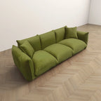 Moca / Crema / Verde Oliva / Naranja Quemado – Sofá de 3 plazas de terciopelo y bouclé de estilo Mid-Century