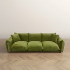Moca / Crema / Verde Oliva / Naranja Quemado – Sofá de 3 plazas de terciopelo y bouclé de estilo Mid-Century