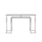Mesa auxiliar de sofá contemporánea de cristal de 52" cromada/dorada