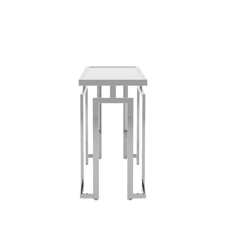 Mesa auxiliar de sofá contemporánea de cristal de 52" cromada/dorada