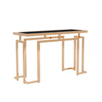 Mesa auxiliar de sofá contemporánea de cristal de 52" cromada/dorada