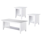 Juego de 3 mesas de sala de estar estilo misión – Madera flotante / Blanco / Ámbar / Nogal / Gris – Asientos hasta 4 personas