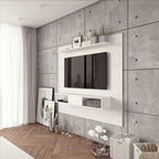Soporte de TV de pared para 2 personas en blanco / arena / marrón oscuro / marrón claro, apto para televisores de hasta 70"