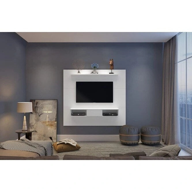 Soporte de TV de pared para 2 personas en blanco / arena / marrón oscuro / marrón claro, apto para televisores de hasta 70"