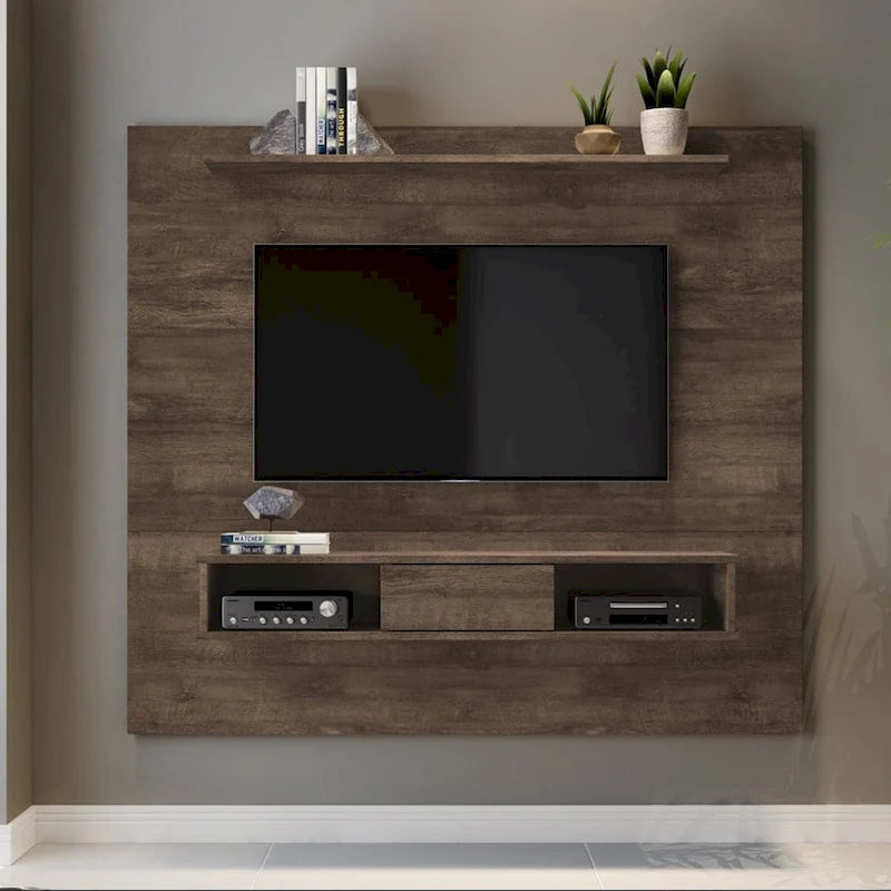 Soporte de TV de pared para 2 personas en blanco / arena / marrón oscuro / marrón claro, apto para televisores de hasta 70"