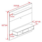Soporte de TV de pared para 2 personas en blanco / arena / marrón oscuro / marrón claro, apto para televisores de hasta 70"