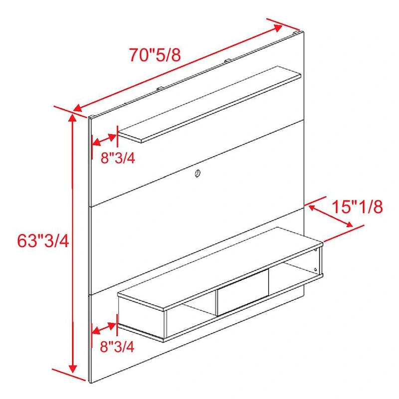 Soporte de TV de pared para 2 personas en blanco / arena / marrón oscuro / marrón claro, apto para televisores de hasta 70"