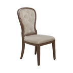 Silla auxiliar tapizada con respaldo capitoné en negro/gris topo, juego de 2