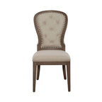 Silla auxiliar tapizada con respaldo capitoné en negro/gris topo, juego de 2
