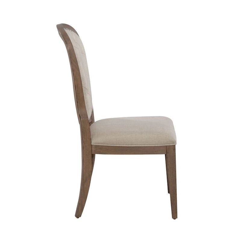 Silla auxiliar tapizada con respaldo capitoné en negro/gris topo, juego de 2