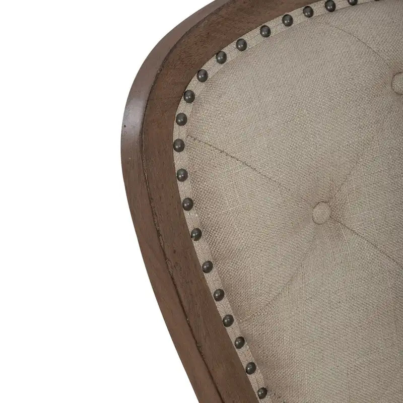 Silla auxiliar tapizada con respaldo capitoné en negro/gris topo, juego de 2