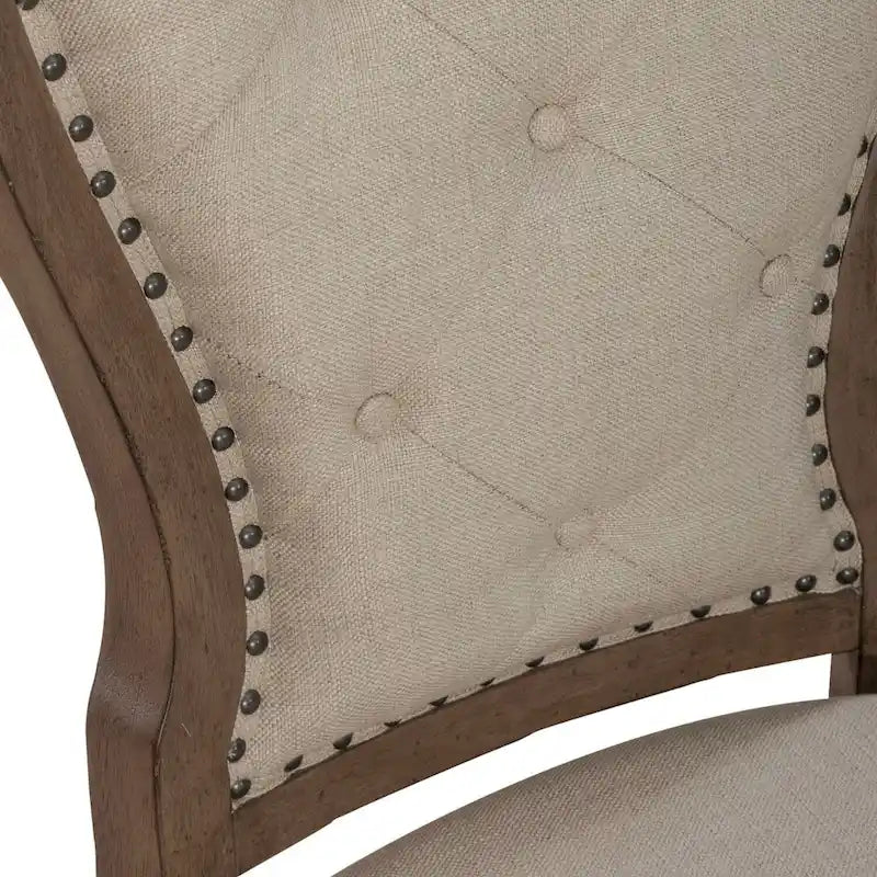 Silla auxiliar tapizada con respaldo capitoné en negro/gris topo, juego de 2
