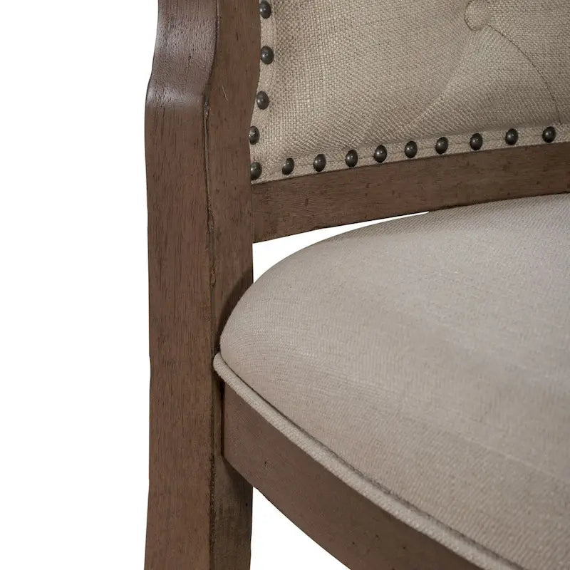 Silla auxiliar tapizada con respaldo capitoné en negro/gris topo, juego de 2