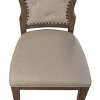 Silla auxiliar tapizada con respaldo capitoné en negro/gris topo, juego de 2