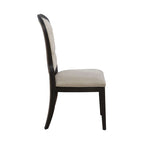 Silla auxiliar tapizada con respaldo capitoné en negro/gris topo, juego de 2