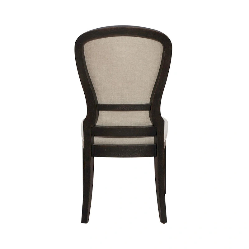 Silla auxiliar tapizada con respaldo capitoné en negro/gris topo, juego de 2